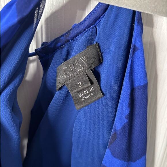 J.Crew Blue Floral Silk Halter Midi Dress Size 2 - Picture 5 of 7